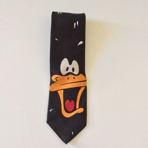 Vintage 1993 Warner Bros. Looney Tunes Daffy Duck Tie Black